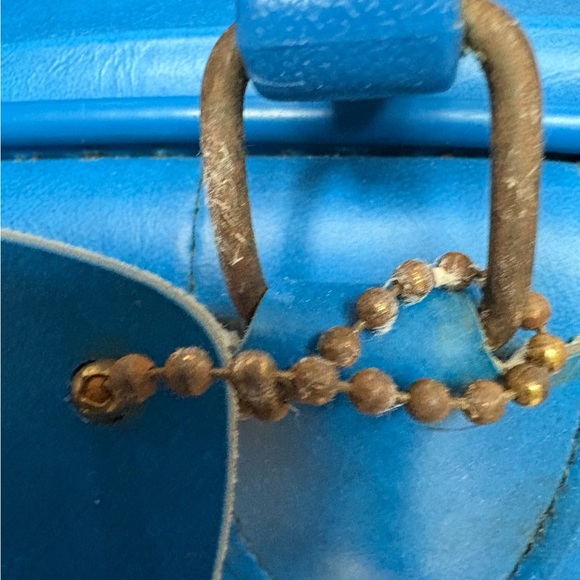 Vintage 80s Blue Bowling Bag Vinyl Tote with Ball Holder, Retro Bowling Bag - Picture 11 of 17